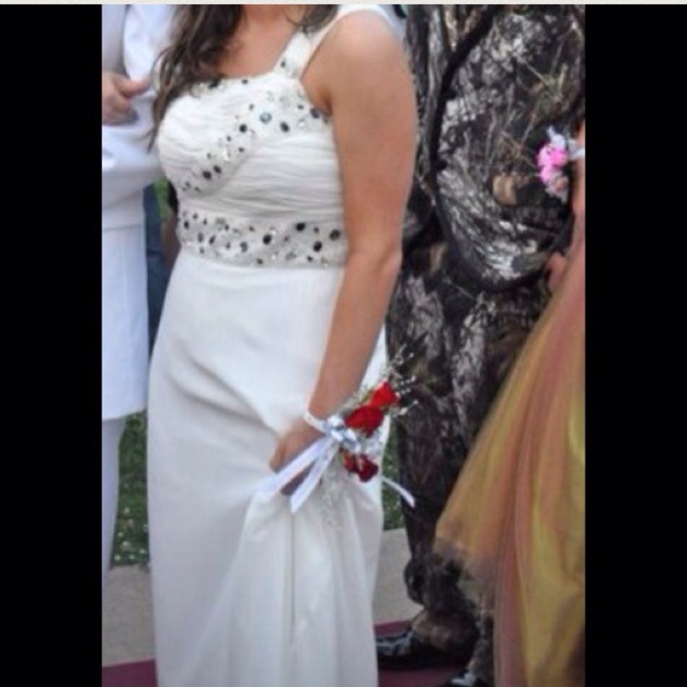 White Beaded Prom Dress