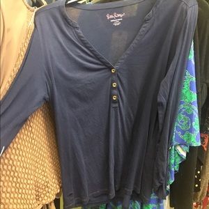 Lilly Pulitzer navy 3/4 sleeve top large