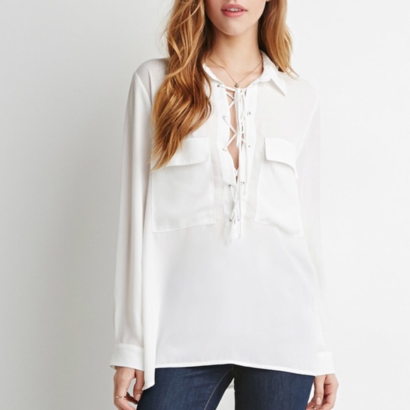 Lace up blouse - Picture 2 of 2