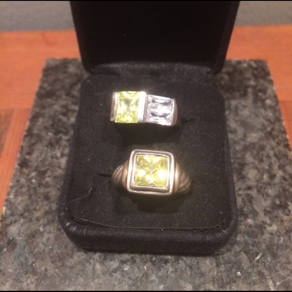 Silver and tourmaline rings