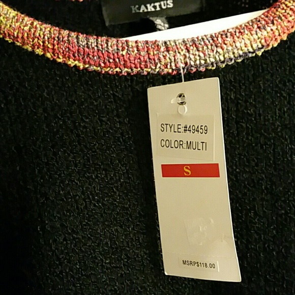 GORGEOUS, UNIQUE SWEATER BLK&STRIPES, DRAPED SIDES - Picture 2 of 2