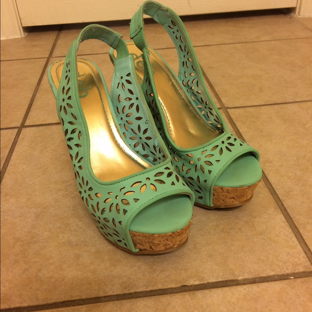Wedges- Teal/Sea Foam Green/Mint Green