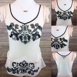 EXPRESS Blush Chiffon Pleated Sleeve Tank