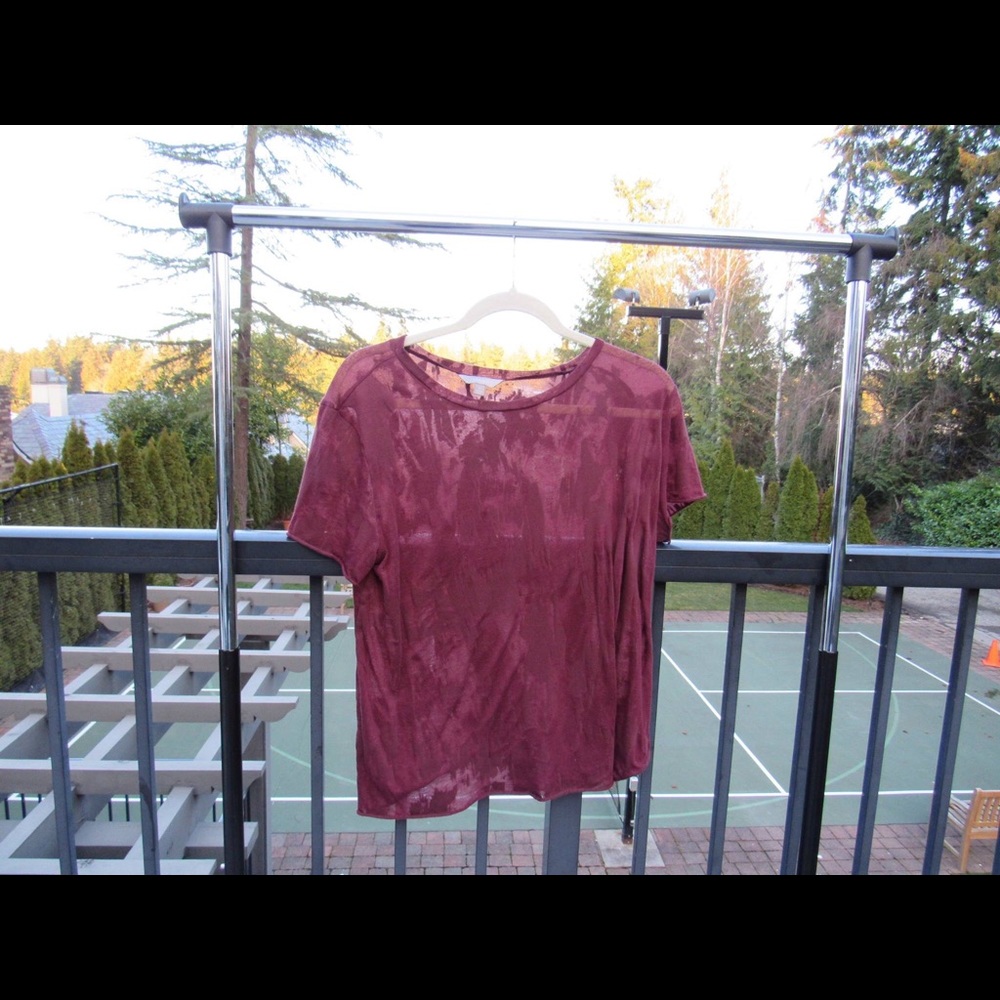Red maroon distressed top