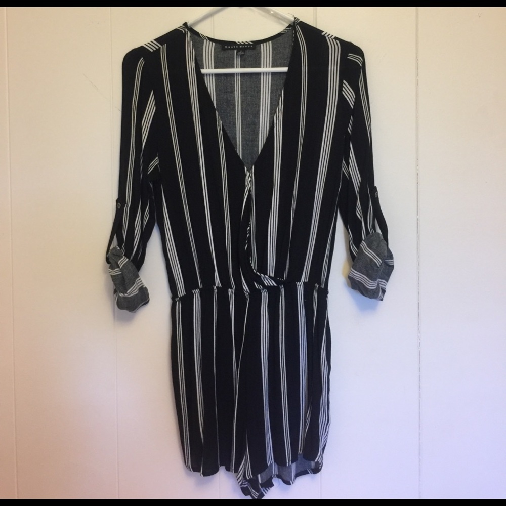 Black n White Stripe Romper