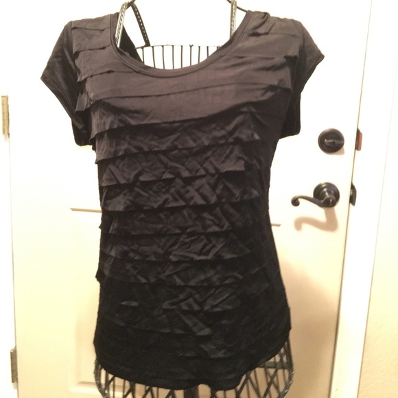 INC Black ruffled dressy blouse - Picture 2 of 4