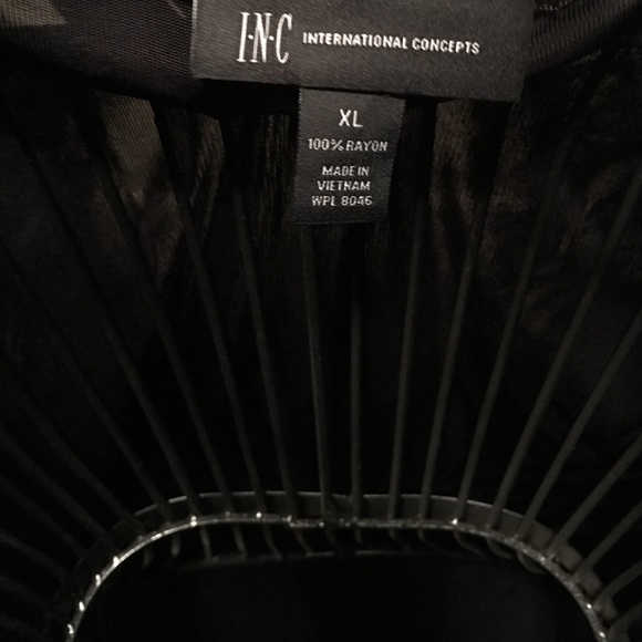 INC Black ruffled dressy blouse - Picture 3 of 4