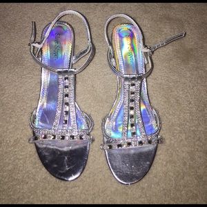 Silver sparkly heels