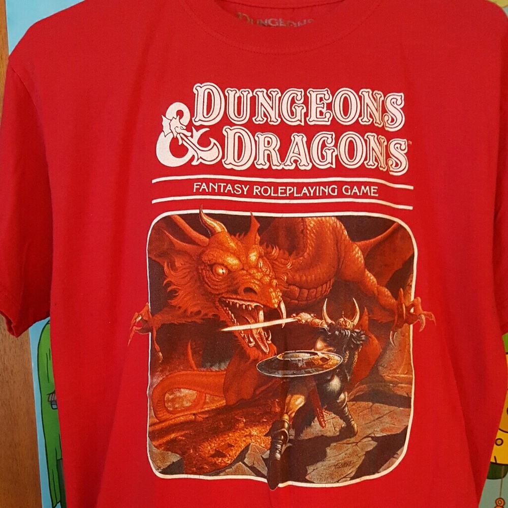Vintage DUNGEONS and Dragons T-shirt, medium red