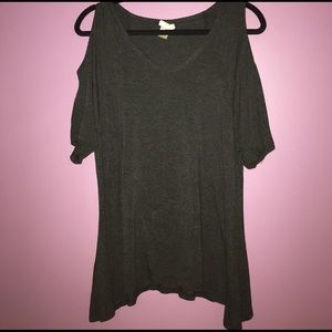 Dark grey cut out sleeve top