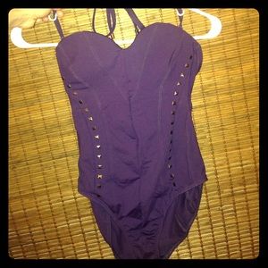 Calvin Klein Purple Studded One Piece Swimsuit