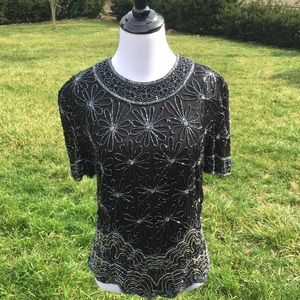 VTG Silk Beaded Top