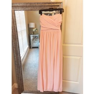 Blush maxi semi formal bridesmaid dress small.