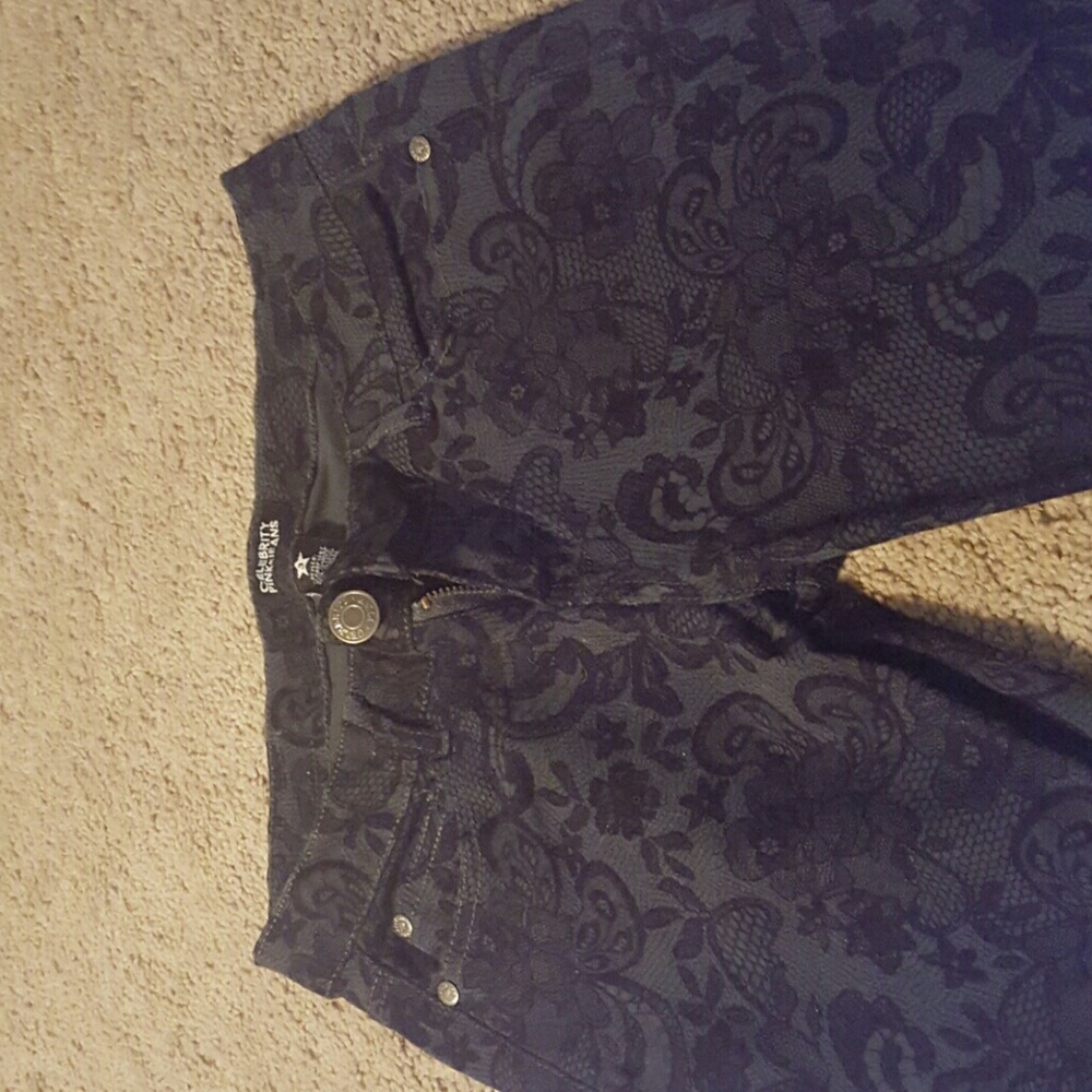 Green and black Floral leggings