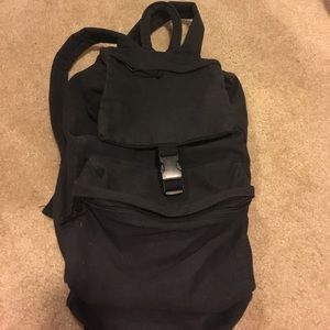 Plain black canvas backpack