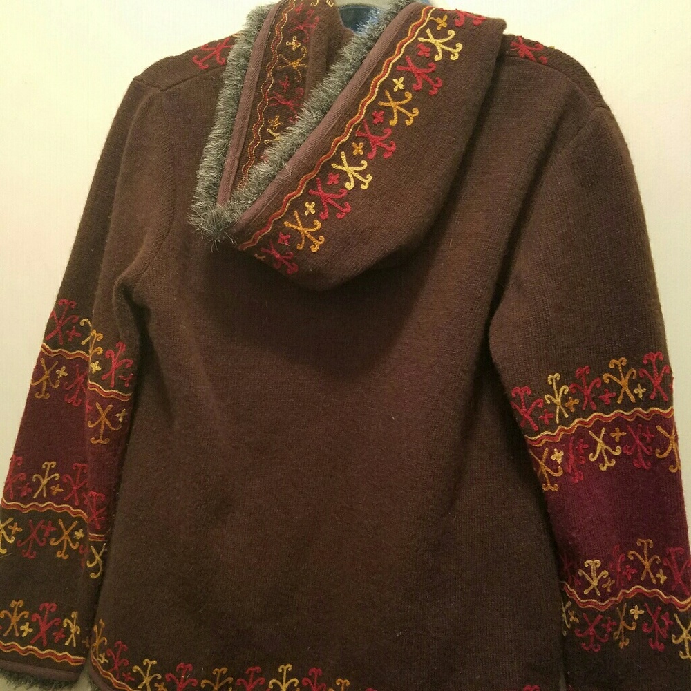 RARE Embroidered Wool Hooded sweater Jacket - Picture 2 of 4