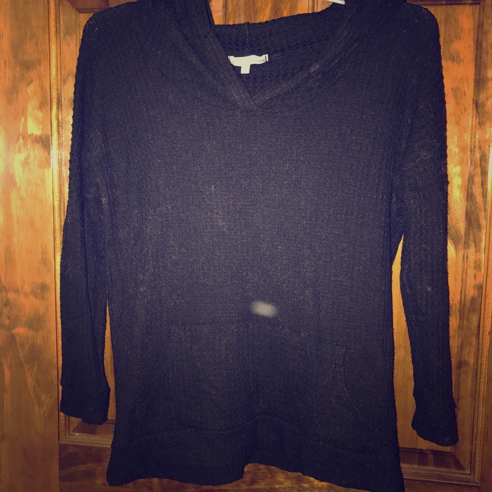 Black mesh sweater hoodie
