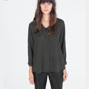 Zara Polka Dot Black White Blouse