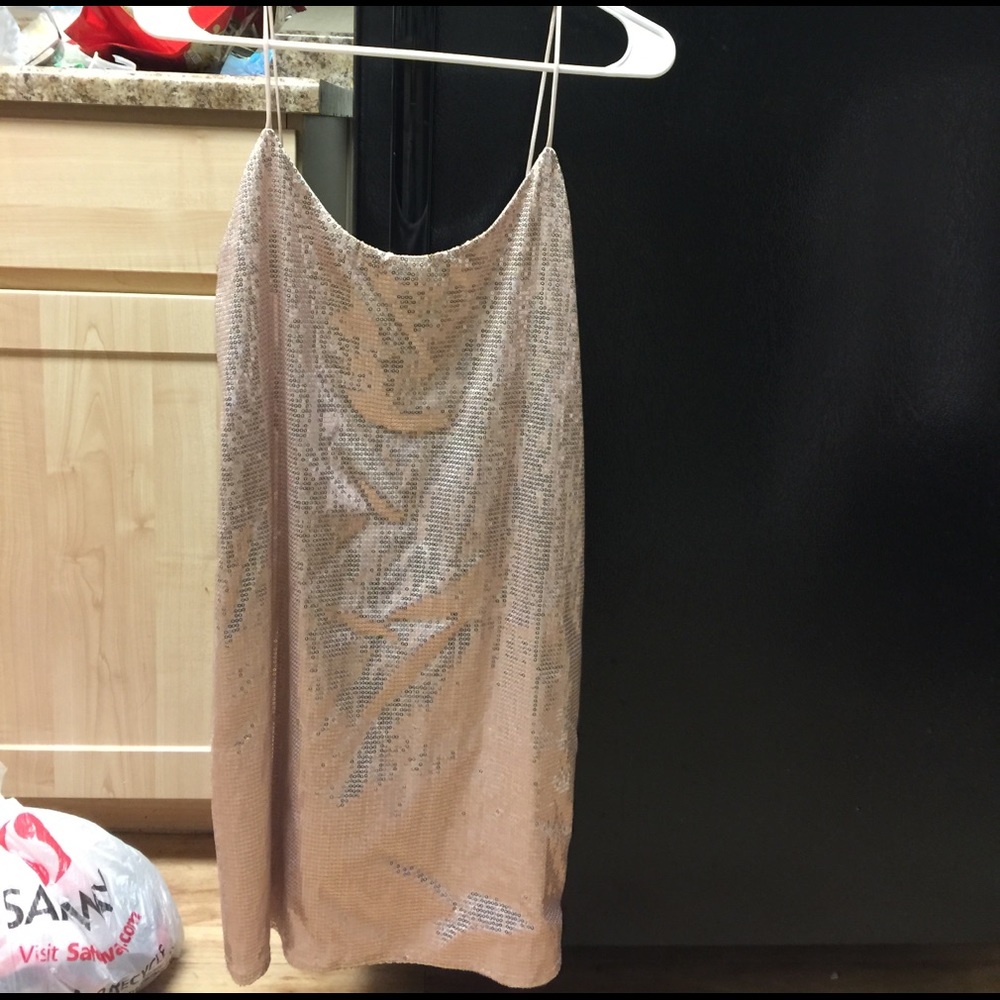 Zara strap mini dress pink sequin NWT
