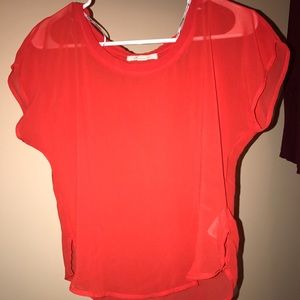 Red sheer top