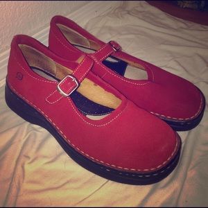 Born Leather Mary Jane Clogs in Red