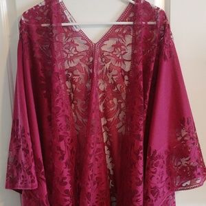 Maroon lace kimono