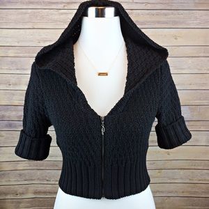 GUESS Hoodie Black Knitted Crop Top Style Sweater