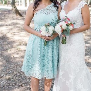 Mint lace dress, one strap