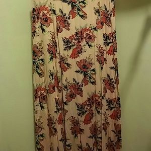 Pink floral maxi skirt