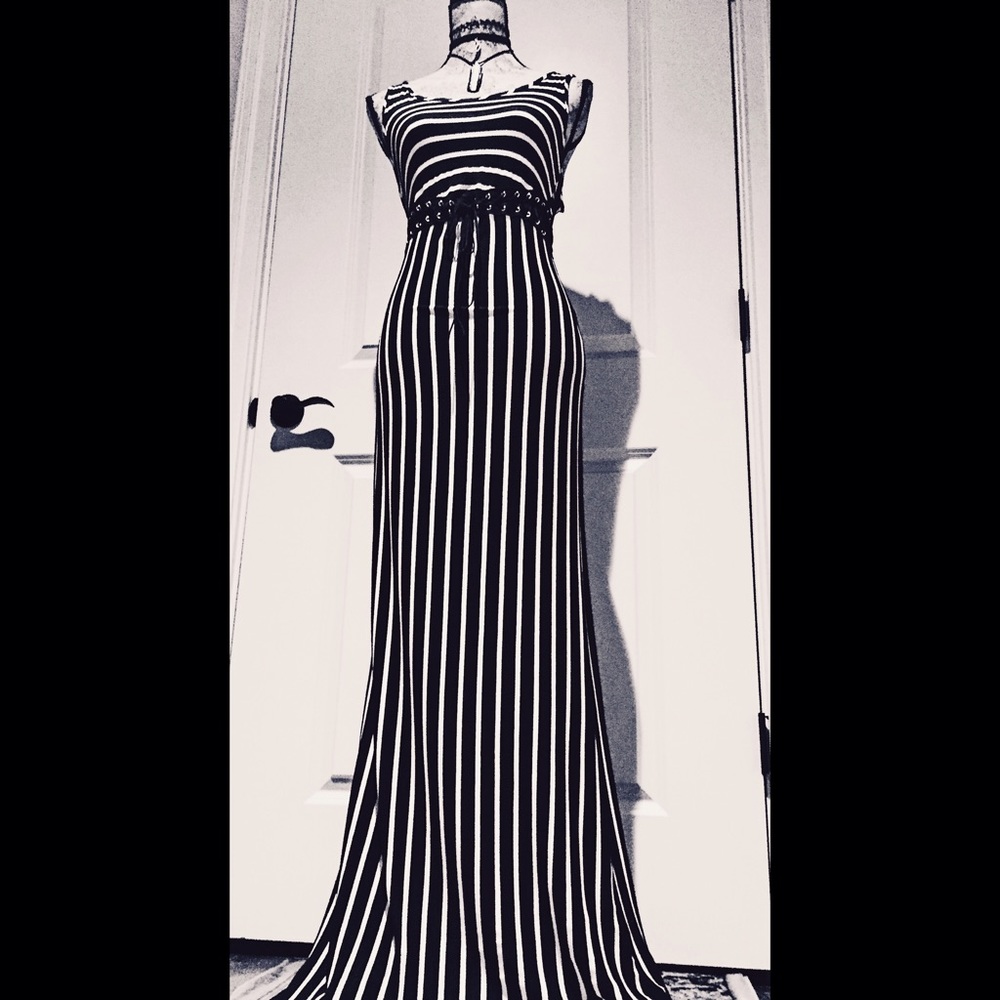 Black & White Jailhouse Tank Maxi Dress