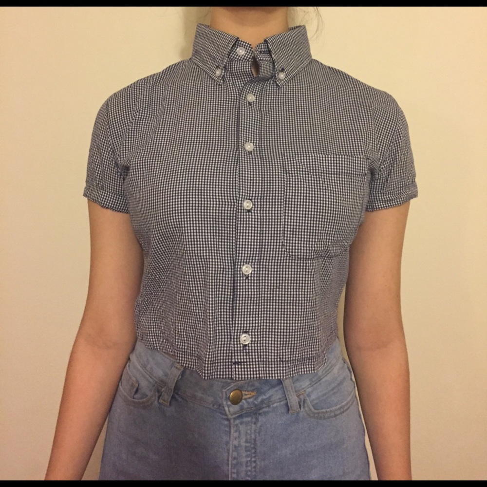 american apparel checkered crop shirt