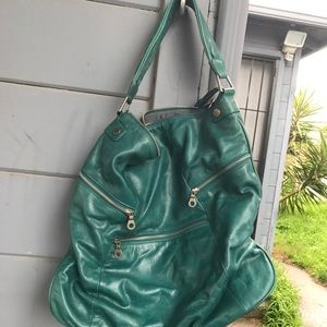 Green real leather designer bag
