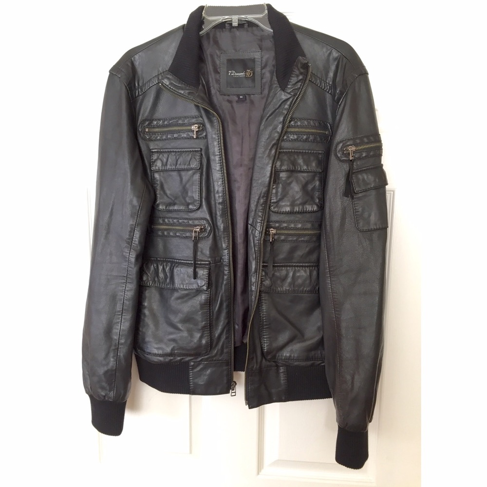 7 Diamonds Men's Dark Brown Leather Jacket