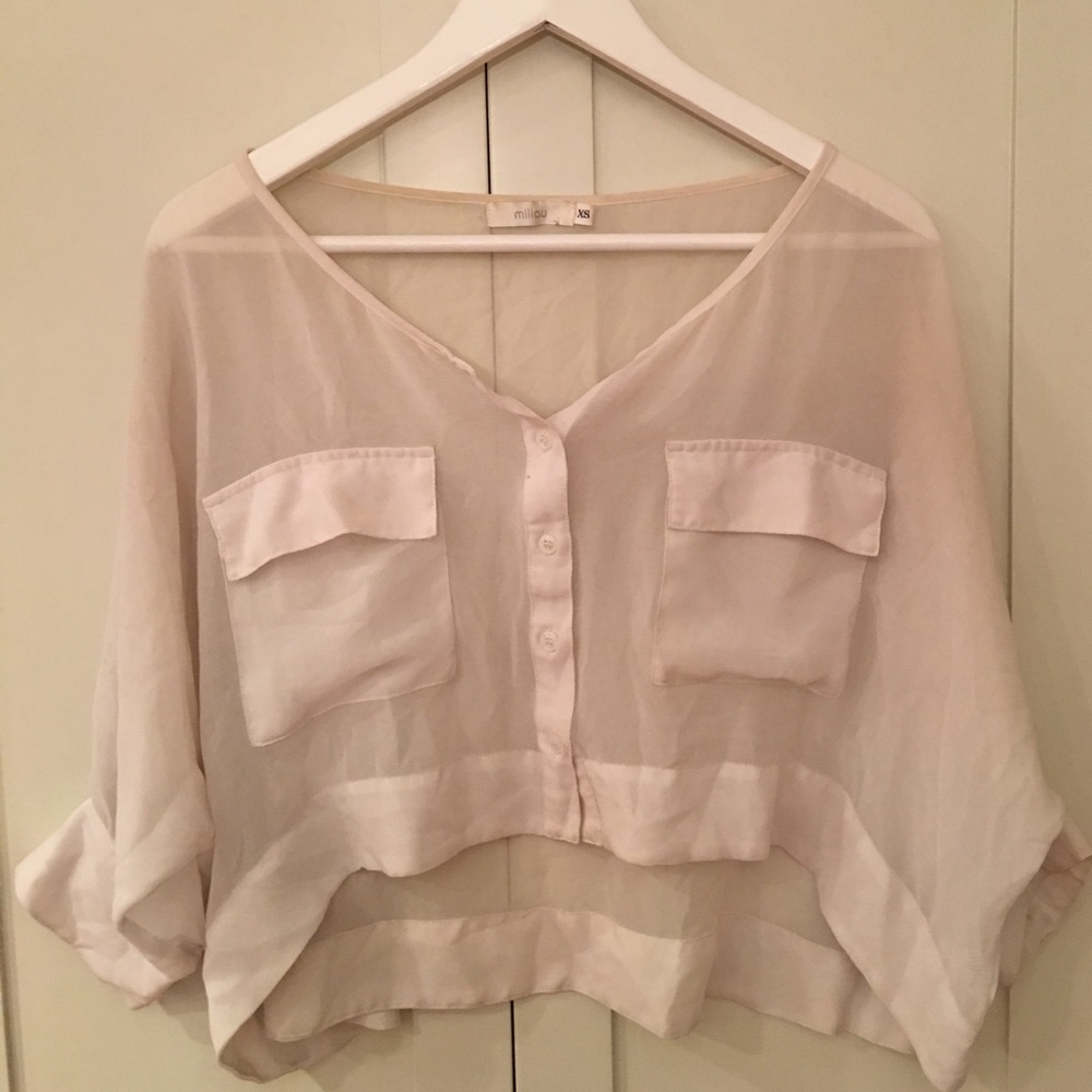 LF brand millau white sheer top