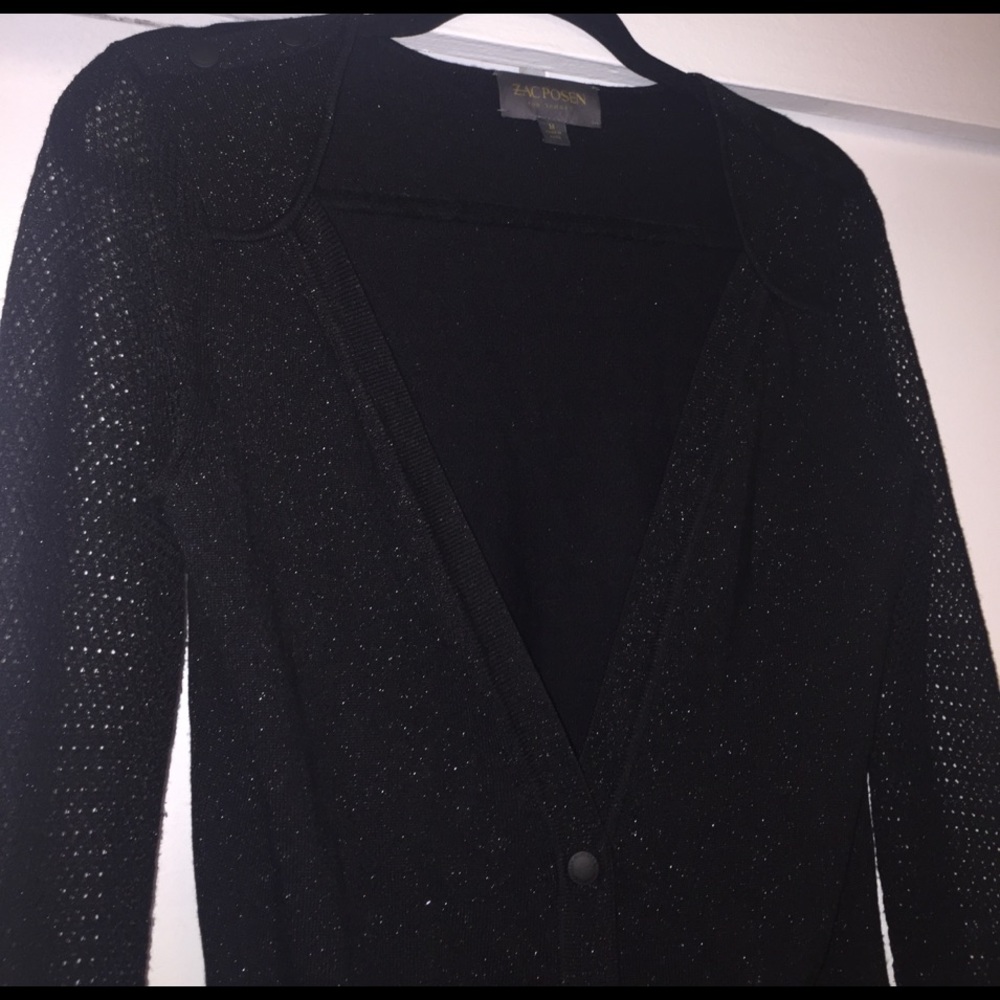 Black Cardigan Sweater w/ Mesh Sleeves!