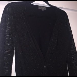 Black Cardigan Sweater w/ Mesh Sleeves!