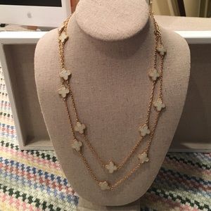 White enamel clover necklace