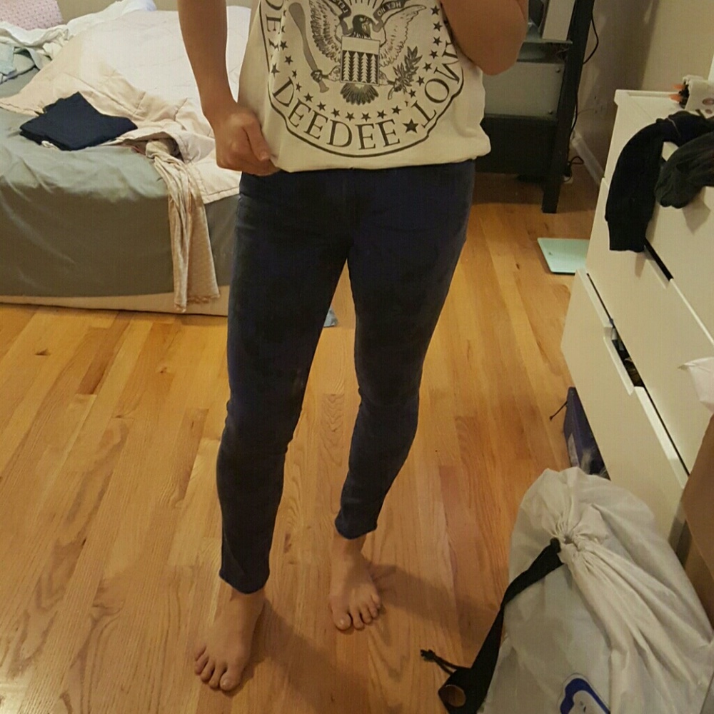 blue splatter jeans
