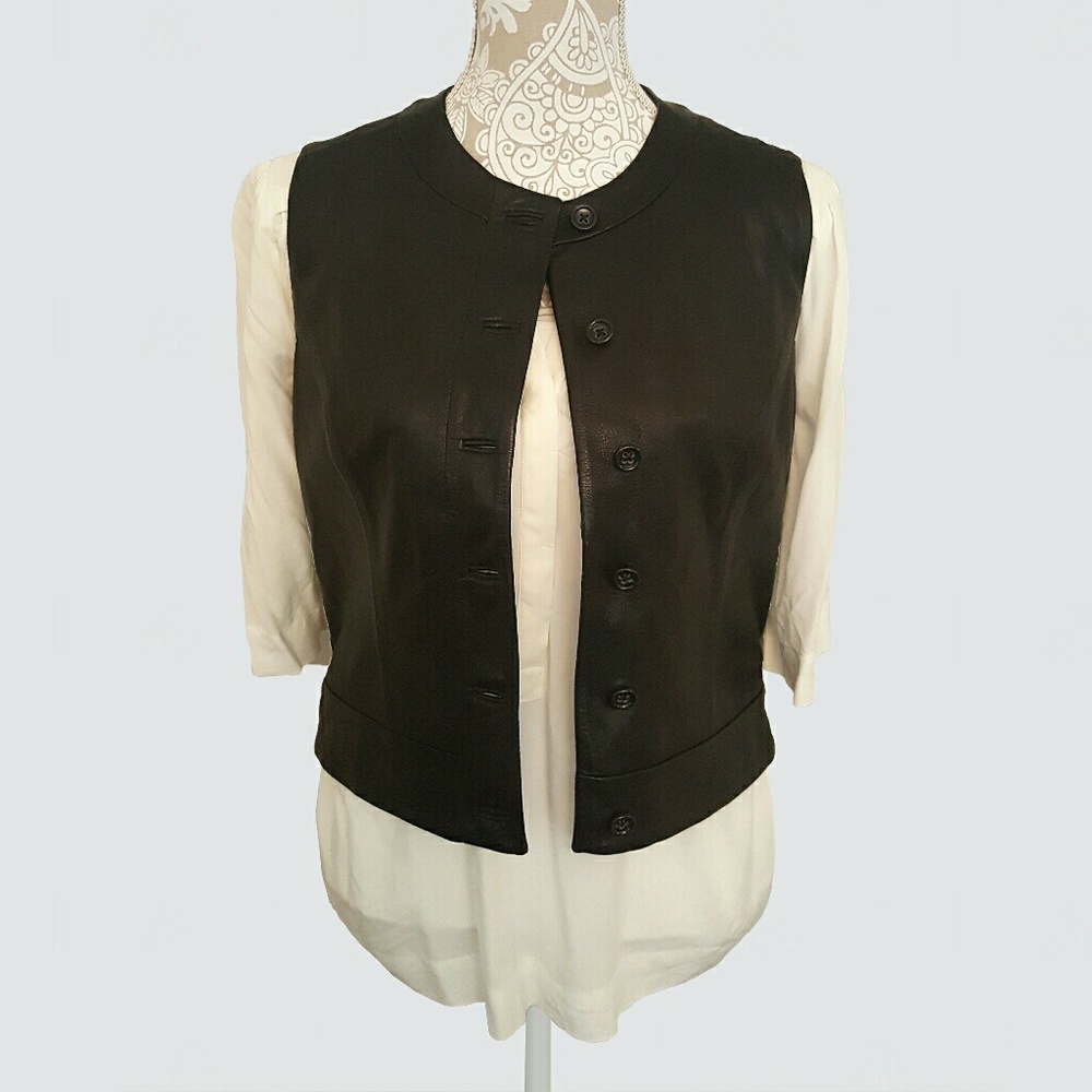 Black Banana Republic leather vest