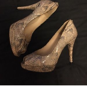 Stuart Weitzman faux snakeskin heels