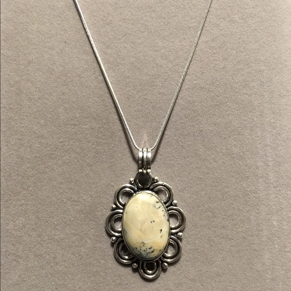 Drendite opal pendant Sterling Silver chain 925 - Picture 2 of 3