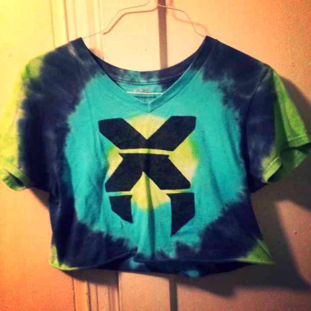 Excision Blue / Green Tie Dye Rave Crop Top EDM