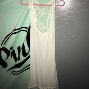 White lace back tank top