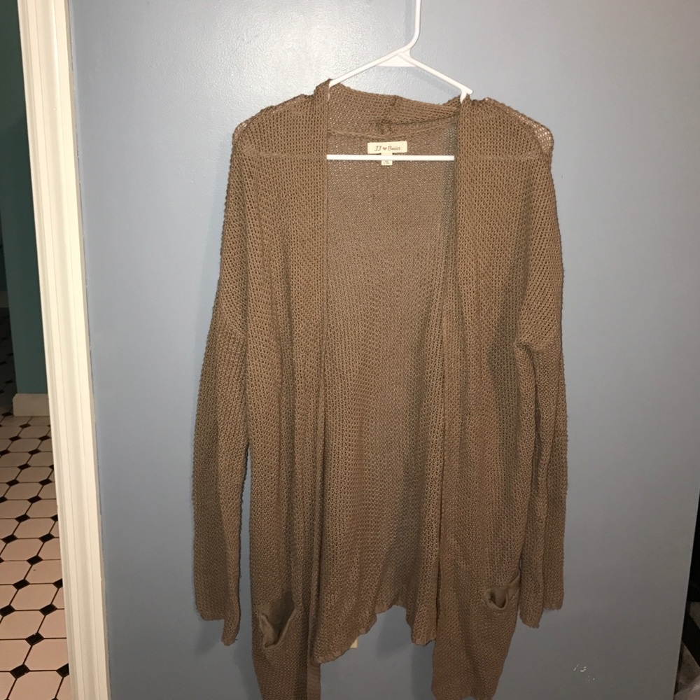 tan thin knit cardigan