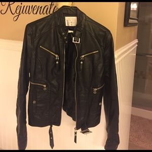 Faux black leather jacket