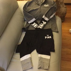 VS PINK 2 piece legging and half zip shirt