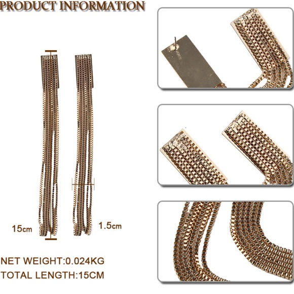 Vintage Tassel Dangle Drop Earrings - Picture 3 of 3