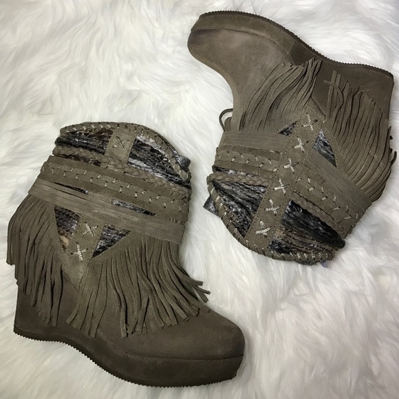 Boho Wedge Bootie with Fringe Detail - Picture 3 of 4