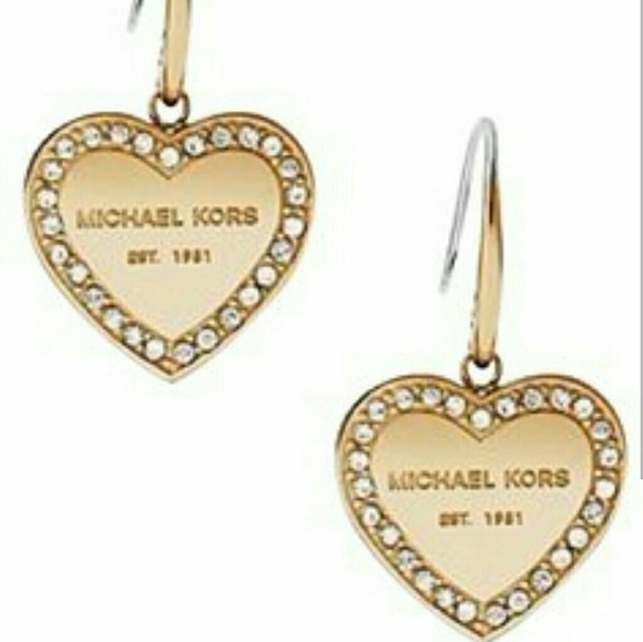 Michael Kors Jewelry - Gold Heart MK Signature Earrings