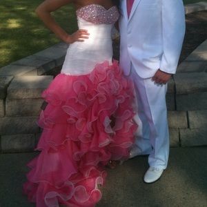 Pink and white prom dress